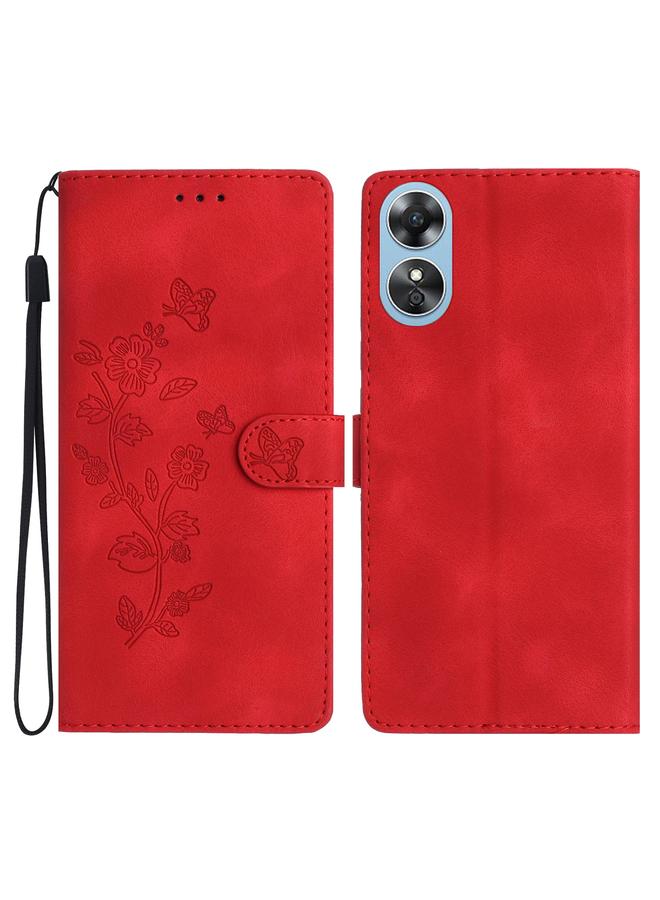 S-TOP Case For OPPO A17 Flower Butterfly Embossing Pattern Leather Phone Case - Image 1