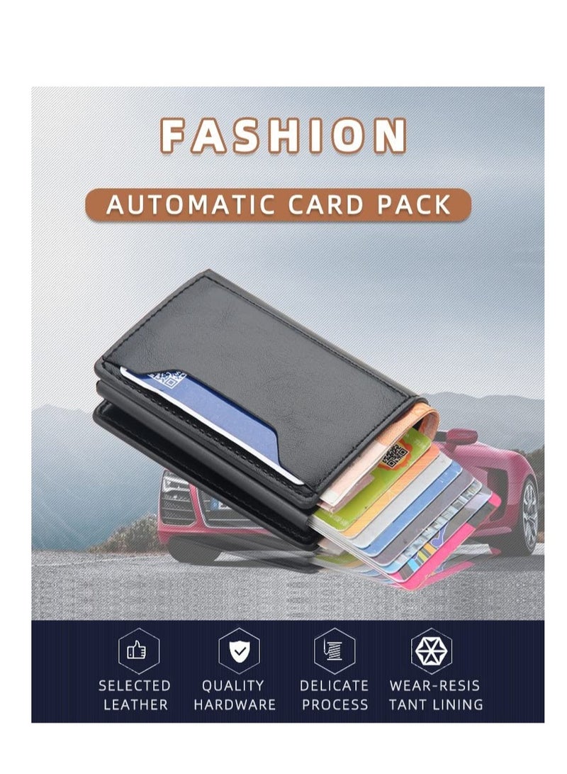 Slim Wallet for Men RFID Smart Front Pocket Minimalist Leather Wallet Antimagnetic Anti Theft Medium Deposit ID Money Bank Card Size Men Gift  Brown