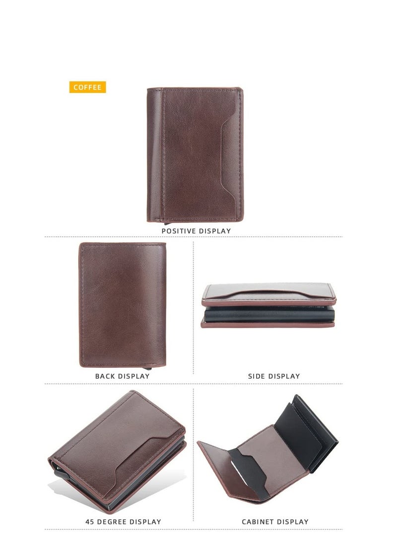Slim Wallet for Men RFID Smart Front Pocket Minimalist Leather Wallet Antimagnetic Anti Theft Medium Deposit ID Money Bank Card Size Men Gift  Brown