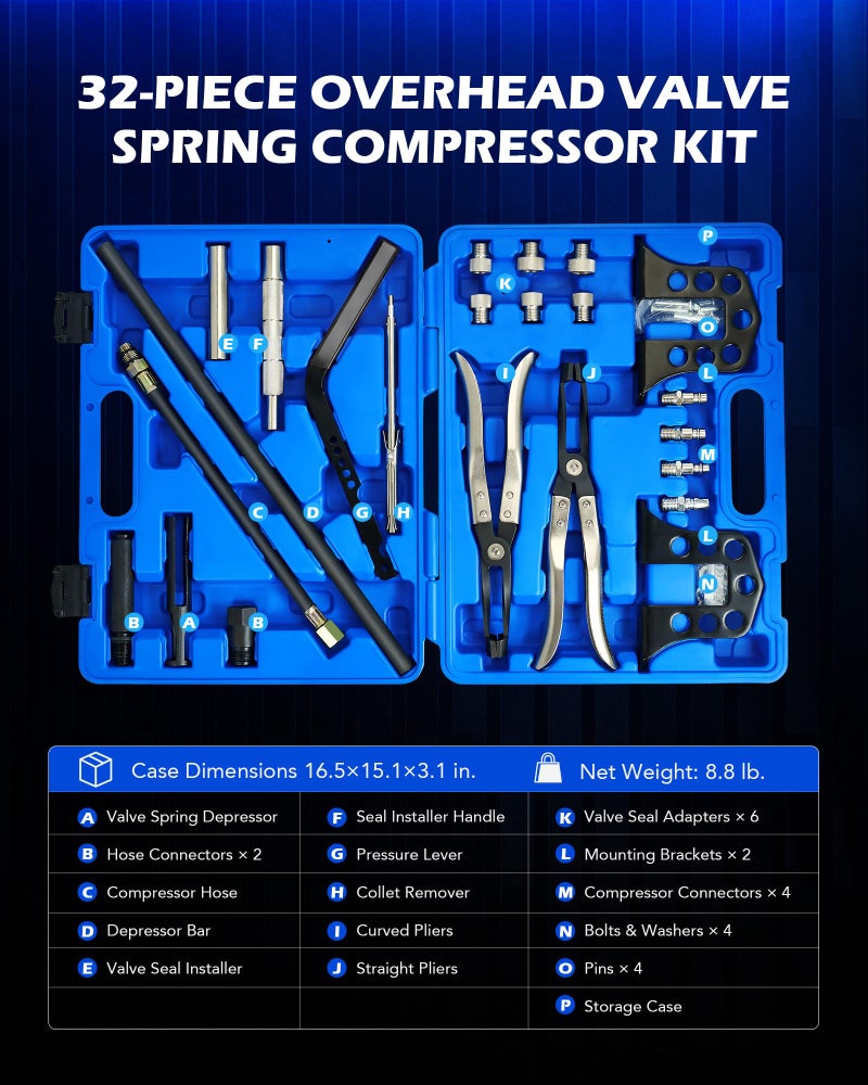Orion Motor Tech Valve Spring Compressor, Universal Overhead Engine Valve Spring Remover and Installer OHV OHC Compressor Tool, Valve Stem Tool Valve Holder Tool Valve Keeper Remover and Installer - Image 2