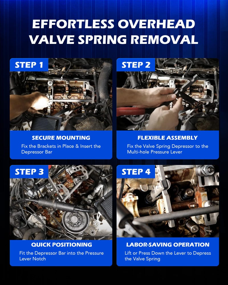 Orion Motor Tech Valve Spring Compressor, Universal Overhead Engine Valve Spring Remover and Installer OHV OHC Compressor Tool, Valve Stem Tool Valve Holder Tool Valve Keeper Remover and Installer - Image 4