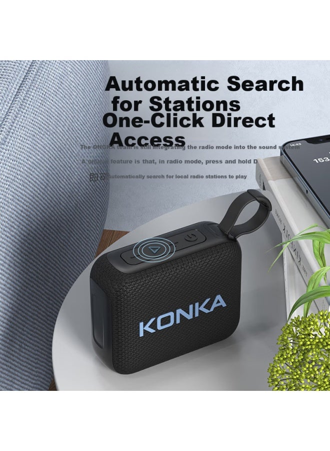 KONKA Kf12 Outdoor Portable Bluetooth Speaker, Subwoofer, Square Dance Wireless Surround, Camping Mini Speaker, Stereo Sound, Home Desktop, Card Slot - Image 4