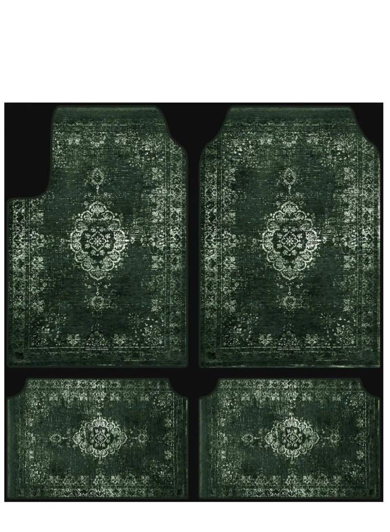 طقم سجادة سيارة من 4 قطع لجميع أنواع السيارات مصنوع من قماش قطيفة ، الضهر DOTS مانع للانزلاق ، سهل التنظيف يمكن غسل بسهولة - Image 1