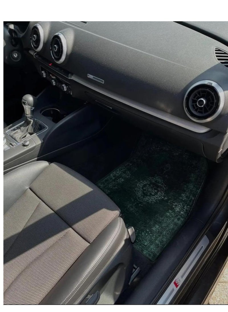 طقم سجادة سيارة من 4 قطع لجميع أنواع السيارات مصنوع من قماش قطيفة ، الضهر DOTS مانع للانزلاق ، سهل التنظيف يمكن غسل بسهولة - Image 3