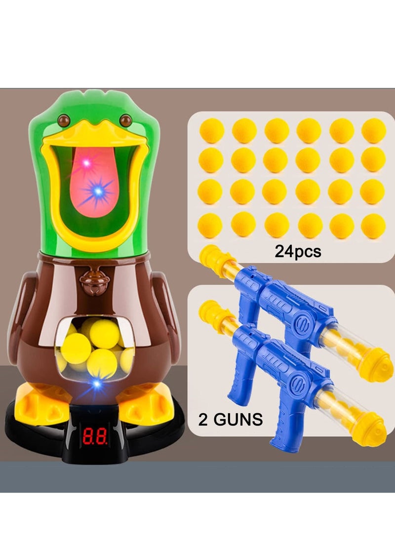 MIXDE - Target Shooting Games Toy Guns for Kids, Shooting Game Gifts for 4 5 6 7 8 9 Year Old, Toy Guns with Air Pump Guns, Party Toys with LCD Score Record, 24 Soft Foam Balls (Duck Shooting Game) - Image 1