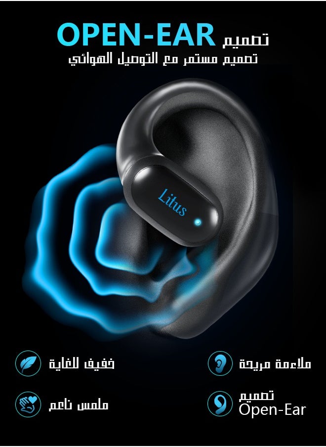 Litus Bluetooth Headphones Litus,Ultra-Comfort,Lightweight Design,Open-Ear headphones with 36-Hour Playtime,Bluetooth Wireless Earphones BT5.3,IPX5 Waterproof,LED Display,HiFi Sound,Clear Calls,for Music,workout Sports and Calls  - Image 3