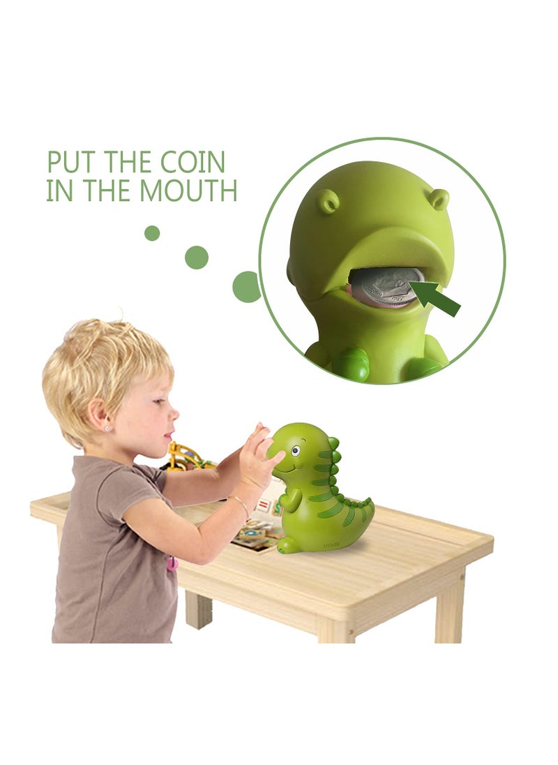 KASTWAVE Dinosaur Piggy Bank for Kids Boys Girls, Large Size Resin Coin Bank, Money Saving Bank for Boys Girls, Great Gifts for Birthday, Baby Shower, Cute Room Decor, Green  - Image 5