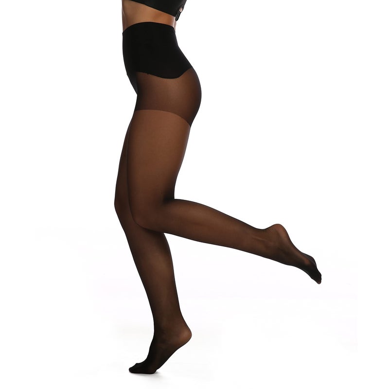 EVERSWE Women's Seamless Control Top Tights 15D, No Seam Pantyhose (Black, S-M) - Image 4