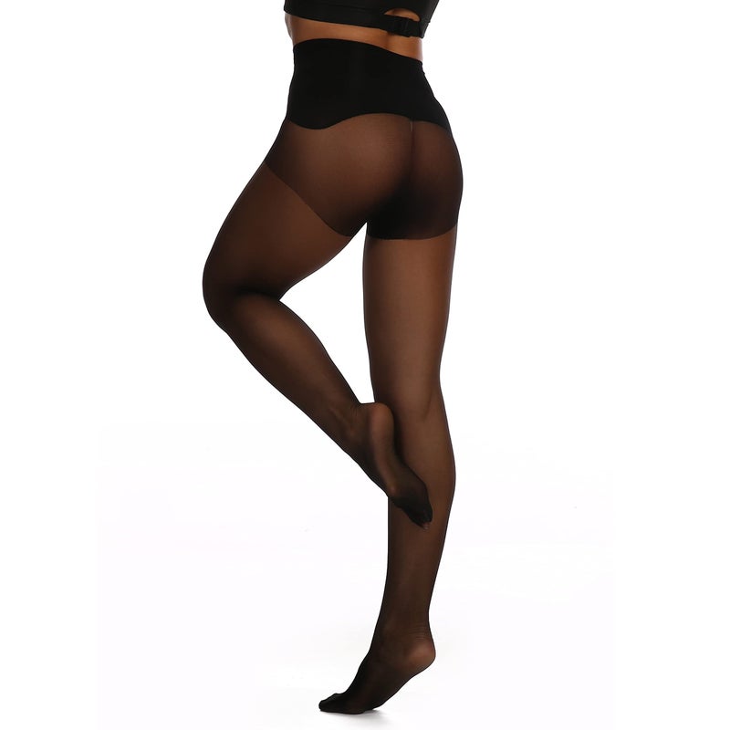 EVERSWE Women's Seamless Control Top Tights 15D, No Seam Pantyhose (Black, S-M) - Image 5