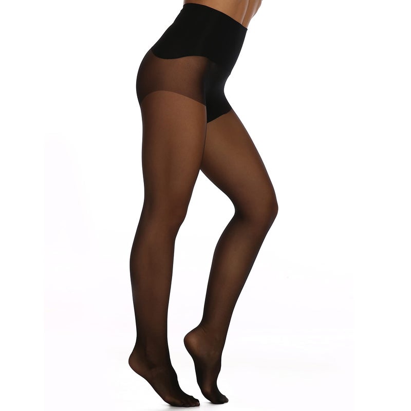 EVERSWE Women's Seamless Control Top Tights 15D, No Seam Pantyhose (Black, S-M) - Image 1