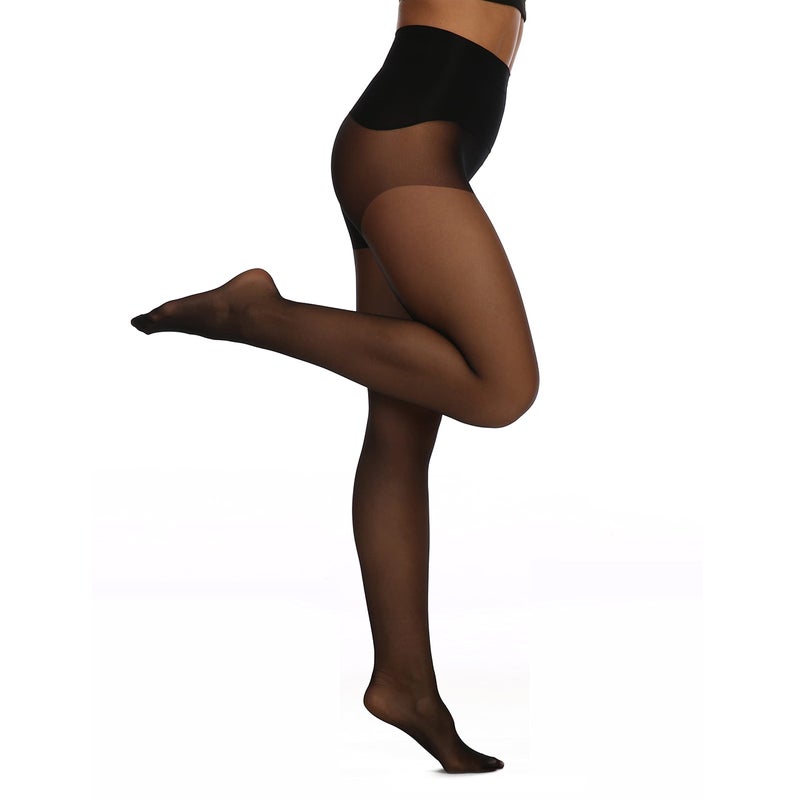 EVERSWE Women's Seamless Control Top Tights 15D, No Seam Pantyhose (Black, S-M) - Image 3