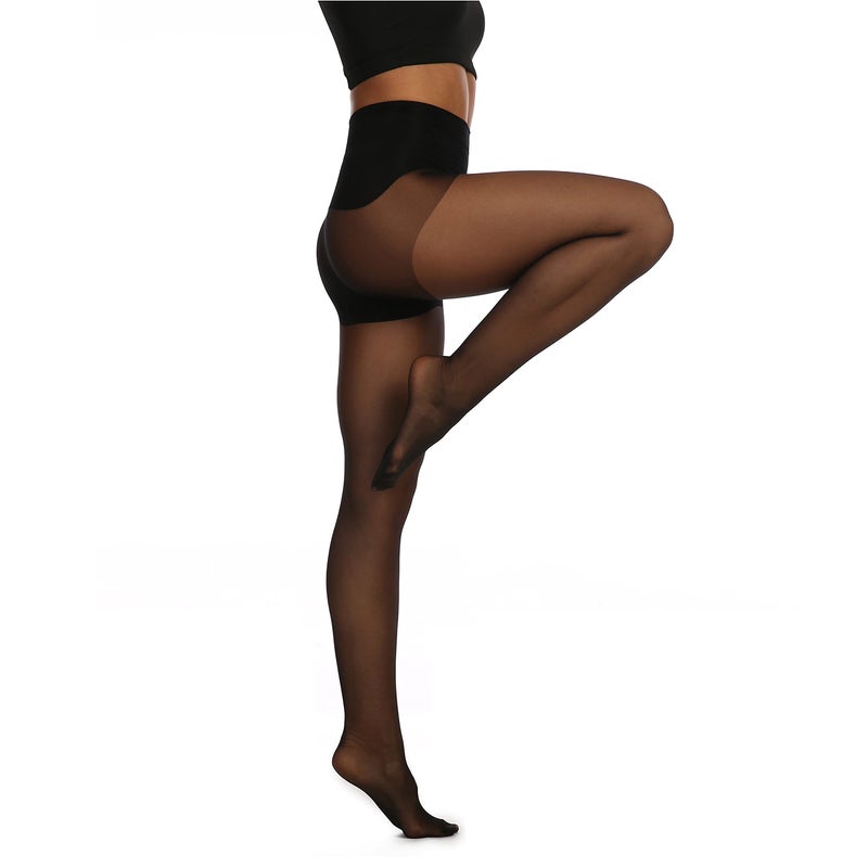EVERSWE Women's Seamless Control Top Tights 15D, No Seam Pantyhose (Black, S-M) - Image 2