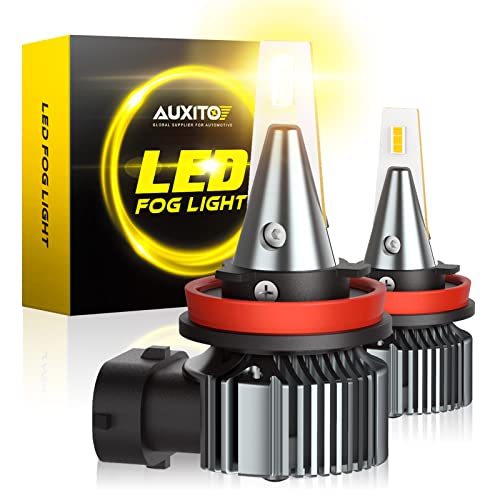 AUXITO H8 H11 H16 LED Fog Light Bulbs, 3000K Amber Yellow, Strong Penetrating Power, Long Lifespan, Plug and Play, Canbus Error Free, Halogen Replacement DRL Bulbs for Rainy Snowy Foggy, 2 Pack - Image 1