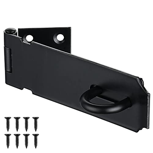 JQK Door Hasp Latch Lock, 5 Inch 304 Stainless Steel Safety Packlock Clasp Thickness 1.9 mm, Matte Black, DL130-PB - Image 1