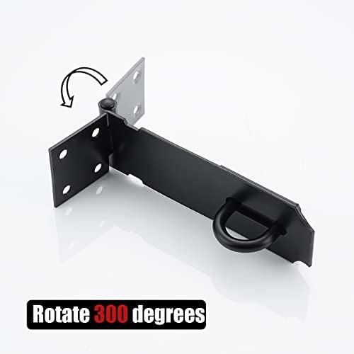 JQK Door Hasp Latch Lock, 5 Inch 304 Stainless Steel Safety Packlock Clasp Thickness 1.9 mm, Matte Black, DL130-PB - Image 5