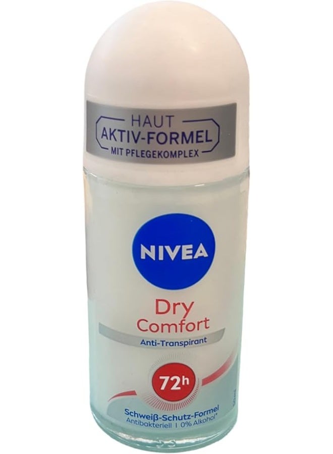 NIVEA Women's Dry Comfort Roll-On Deodorant 4 x 50 ml (Pack of 4)