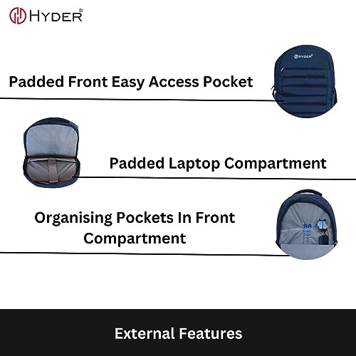 HYDER Peak 35L Unisex Multi-functional Laptop Bag/Backpack for Men and Women - Perfect Bags for College, School, and Business Travel with Padded Sleeve For Laptops Protection (Navy Blue) - Image 3