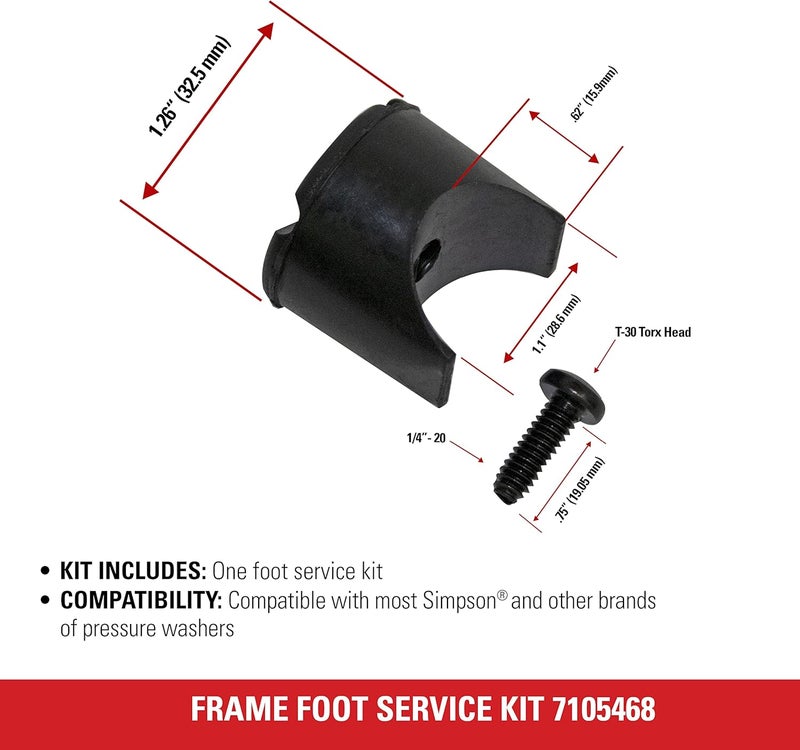 Simpson Simpson Cleaning 7105468 Replacement Foot Service Kit to Repair Frames on Gas Powered Pressure Washers Black  - Image 4