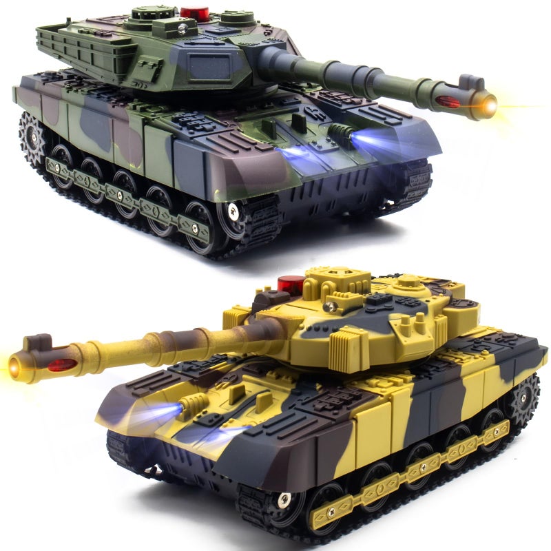 Hitish RC Tank That Infrared Shoots 24Ghz Remote Control Battle Army Tank Toys with 360Rotating Turret Auto Demo Sound Effects Lights Military Vehicles Model Gift for Kids Adults Boys Age 68 912 - Image 3