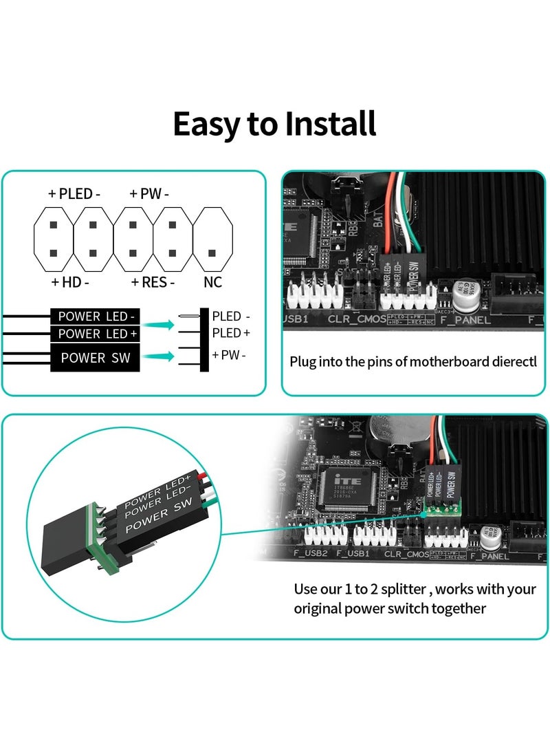 إكس ليفيل زر تشغيل الكمبيوتر الشخصي، زر تشغيل سطح المكتب مفتاح تشغيل خارجي للكمبيوتر الشخصي LED تشغيل/إيقاف زر إمداد الطاقة للكمبيوتر الشخصي SW امتداد للوحة الأم للكمبيوتر - Image 3