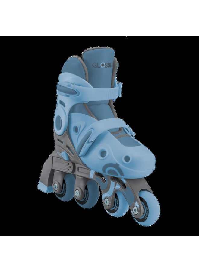 GLOBBER 2 in 1 Adjustable Learning Skates for Kids – Convertible Training Inline Skates Size 29-32 – Ash Blue - Image 4