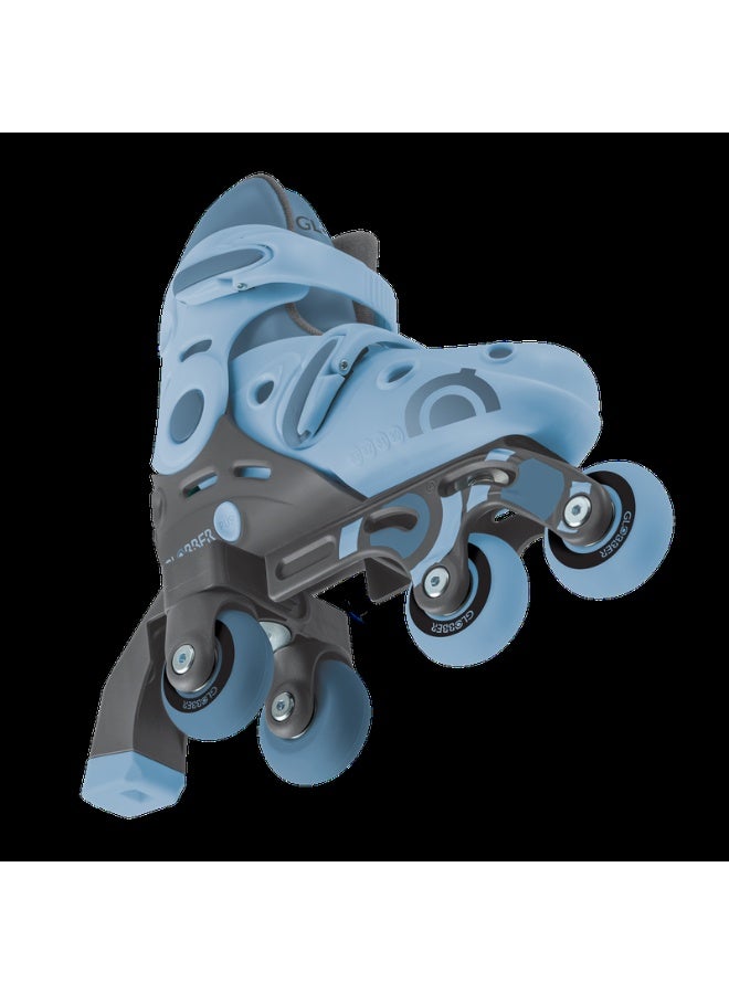 GLOBBER 2 in 1 Adjustable Learning Skates for Kids – Convertible Training Inline Skates Size 29-32 – Ash Blue - Image 3