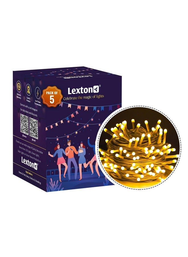 Lexton 40 LED Power Pixel Serial String/Fairy Light | Plug Sourced | Suitable for Home & Outdoor Decoration, Diwali, Christmas, Ramadan, Wedding, Party, Festival (Pack of 5, Warm White) - Image 2