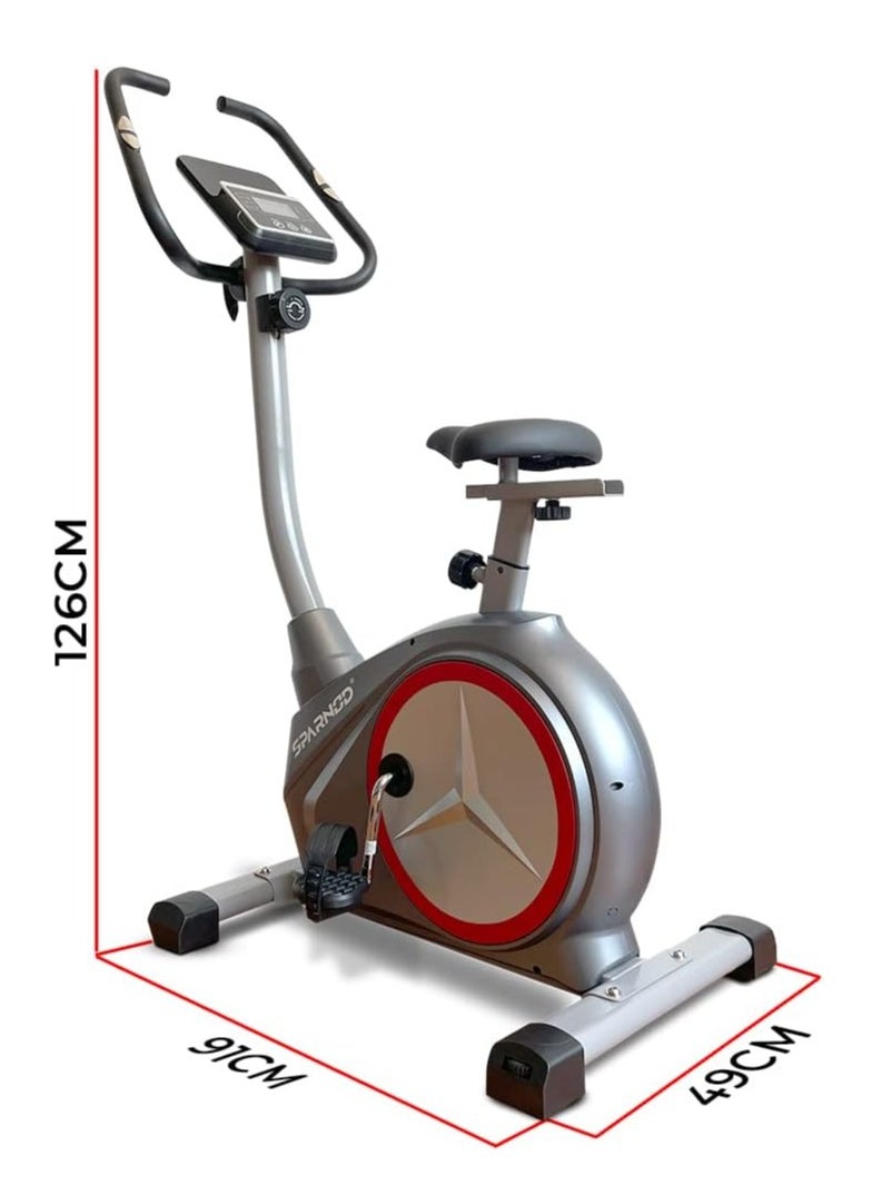 Sparnod Fitness - SUB-54 Upright Exercise Bike for Home Gym - LCD Display, Height Adjustable Seat, Compact design 4Kg Flywheel and Heart Rate Sensors Perfect Cardio Exercise Cycle Machine - Image 1