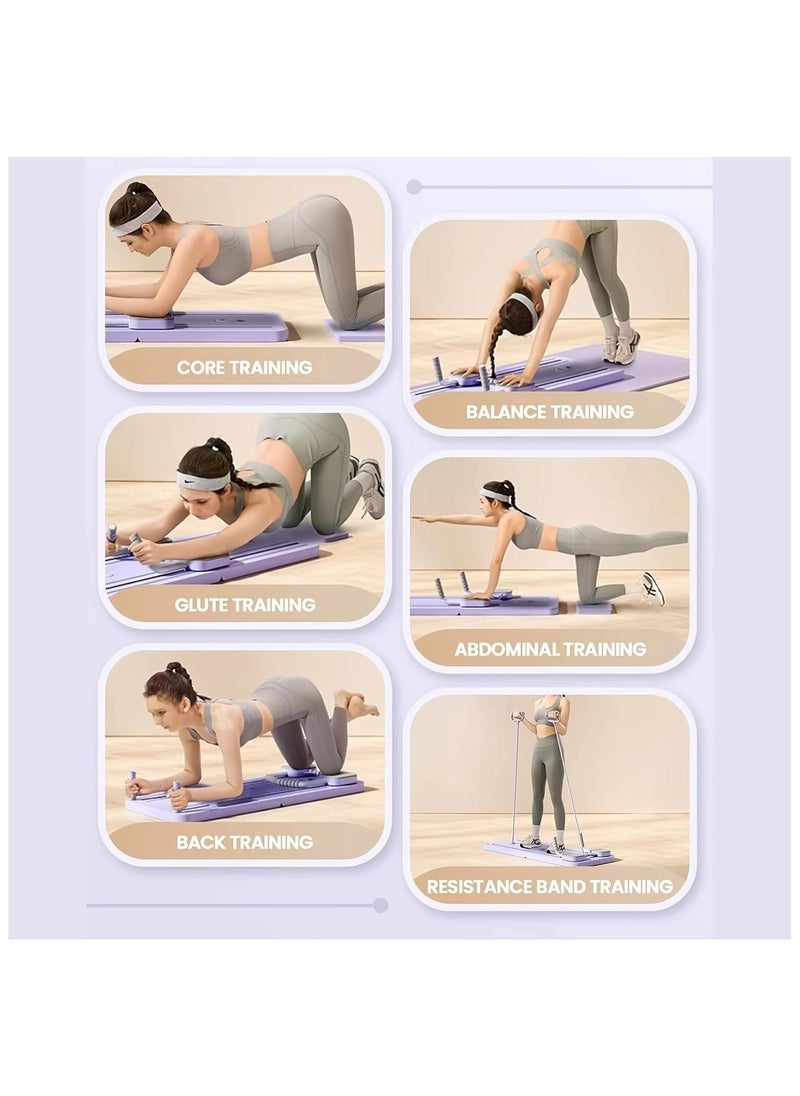 ELTRAZONE - Multifunctional Foldable Pilates Reformer Board for Home Workouts – Portable Full-Body Resistance Training Equipment with Adjustable Bands – Core, Strength, Balance & Flexibility Exercise Board – Lightweight, Easy to Store, Non-Slip Surface - Image 1