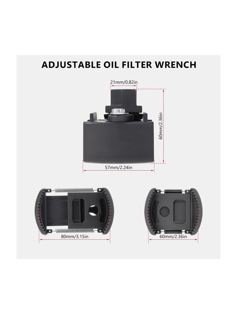 general Adjustable Oil Filter Wrench Removal Tool 1/2'' Drive, Universal Oil Filter Cap Socket Wrench, fits Small & Medium-sized Spin-on Oil Filter (60-80mm) - Image 2