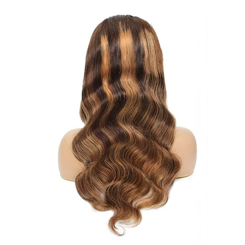 HighEr Ombre Headband Wig Human Hair #4/27 Highlight Body Wave Headband Wig 16 Inch Glueless None Lace Front Wig Brazilian Virgin Human Hair Wigs for Black Women Wear and Go Wig 150% Density - Image 3
