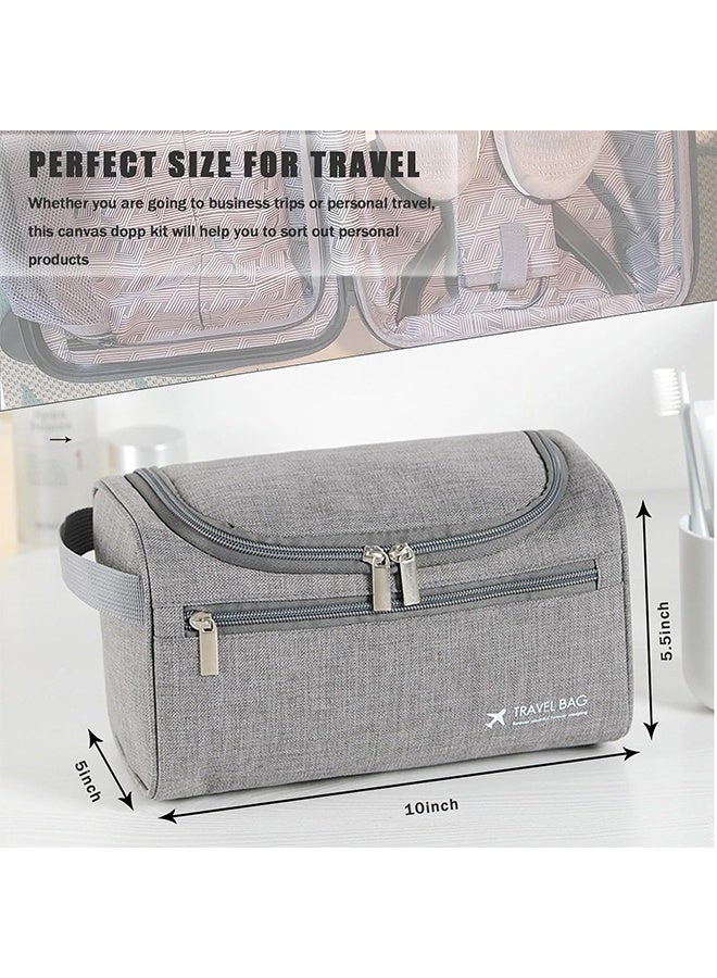 MLADEN حقيبة أدوات الزينة المقاومة للماء، منظم سفر بسعة كبيرة للرجال والنساء، حقيبة أدوات الزينة المعلقة، حقيبة تنظيم تخزين أدوات دوب المحمولة مع خطاف تعليق لفرش أدوات الزينة وأدوات الحلاقة (رمادي) - Image 2