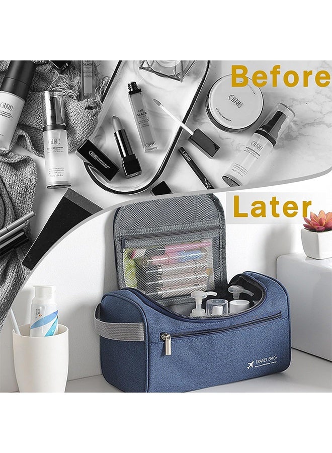 MLADEN حقيبة أدوات الزينة المقاومة للماء، منظم سفر بسعة كبيرة للرجال والنساء، حقيبة أدوات الزينة المعلقة، حقيبة تنظيم تخزين أدوات دوب المحمولة مع خطاف تعليق لفرش أدوات الزينة وأدوات الحلاقة (رمادي) - Image 5