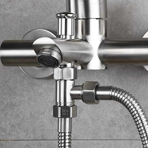 Tecmolog 3-way Tee Connector Stainless Steel T Adapter G 1/2 T Valve Diverter for Bathroom Shower Arm, Angle Valve Hose, SBA020A - Image 3