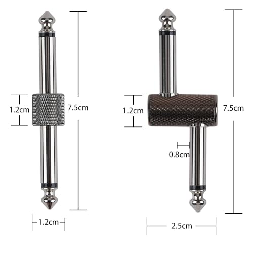 Rayzm Guitar Pedal Patch Connector, 6.35mm (1/4") Effect Pedal to Pedal Coupler, Male to Male Plug Adaptor for Guitar Pedalboard Instead of Patch Cable, Pack of 4 (2 Straight & 2 Z Type) - Image 2
