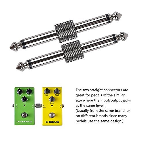 Rayzm Guitar Pedal Patch Connector, 6.35mm (1/4") Effect Pedal to Pedal Coupler, Male to Male Plug Adaptor for Guitar Pedalboard Instead of Patch Cable, Pack of 4 (2 Straight & 2 Z Type) - Image 3