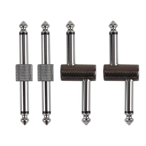Rayzm Guitar Pedal Patch Connector, 6.35mm (1/4") Effect Pedal to Pedal Coupler, Male to Male Plug Adaptor for Guitar Pedalboard Instead of Patch Cable, Pack of 4 (2 Straight & 2 Z Type) - Image 1
