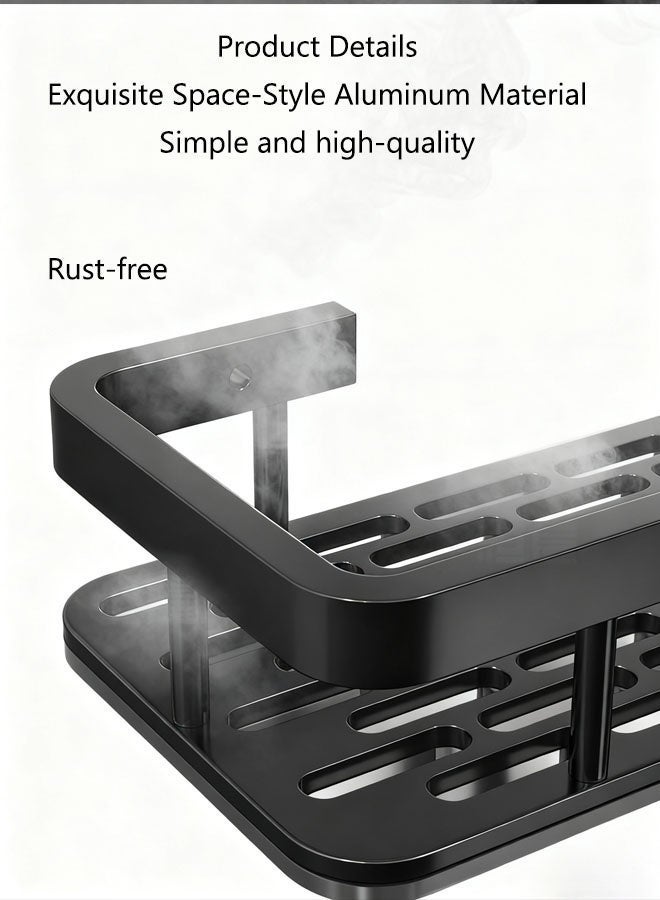 Bathroom Organizer,Shower Caddy Wall Mounted,No Drilling Adhesive Shower Shelf for Kitchen and Bathroom Storage,Thickened And Bolded,Rustproof Stainless Steel for Inside Shower Rack (black) - Image 4