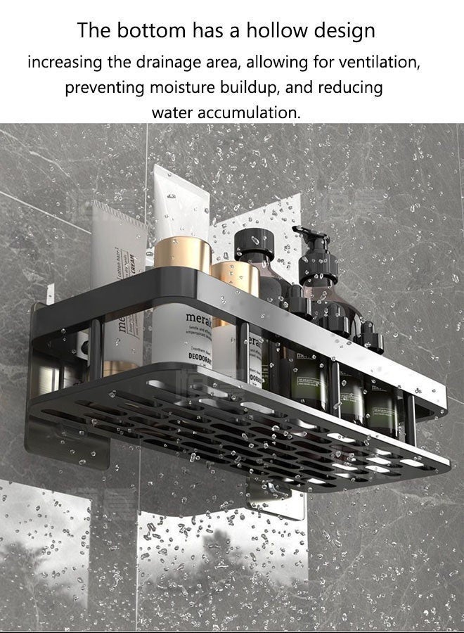 Bathroom Organizer,Shower Caddy Wall Mounted,No Drilling Adhesive Shower Shelf for Kitchen and Bathroom Storage,Thickened And Bolded,Rustproof Stainless Steel for Inside Shower Rack (black) - Image 5