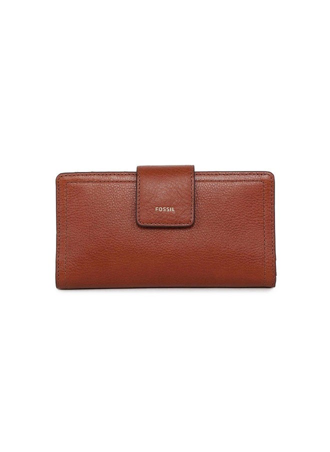 FOSSIL Women'S Logan Leather Wallet Rfid Blocking Tab Clutch Brown (Model: Sl7830200)  - Image 1
