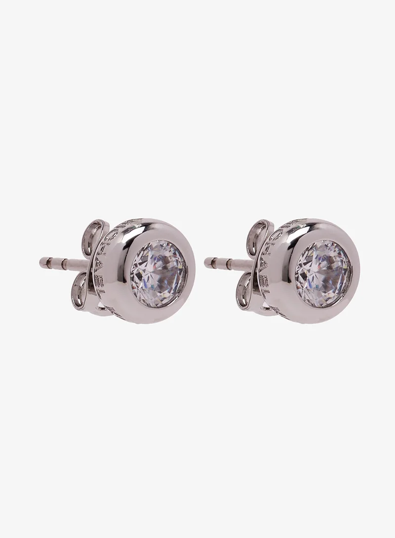 Michael Kors MK Logo 8mm Silver Cubic Zirconia Ladies Stud Earrings