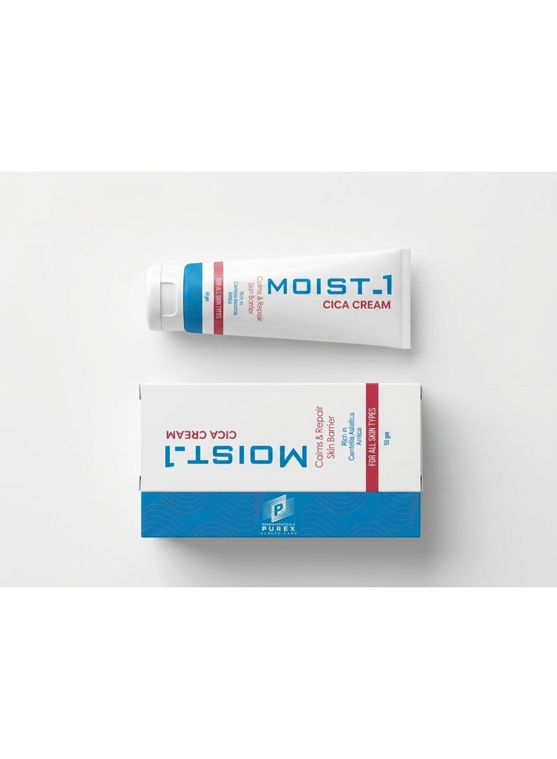 كريم MOIST.1 سيكا 50 جم، كريم إصلاح البشرة بخلاصة السيكا والسن티لا أسياتيكا والأرنيكا، مرطب مهدئ لجميع أنواع البشرة، كريم للوجه والجسم للبشرة الجافة والحساسة والمتهيجة، للعناية بحاجز البشرة - Image 4