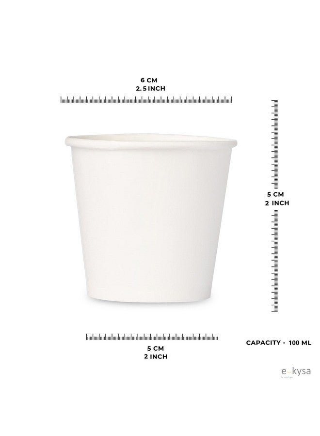 e kysa basics ekysa Basics Paper Disposable Tea/Coffee Cups - 100 ml, Eco-Friendly, Leak-Resistant, for Hot Beverages, White, Pack of 100 - Image 2