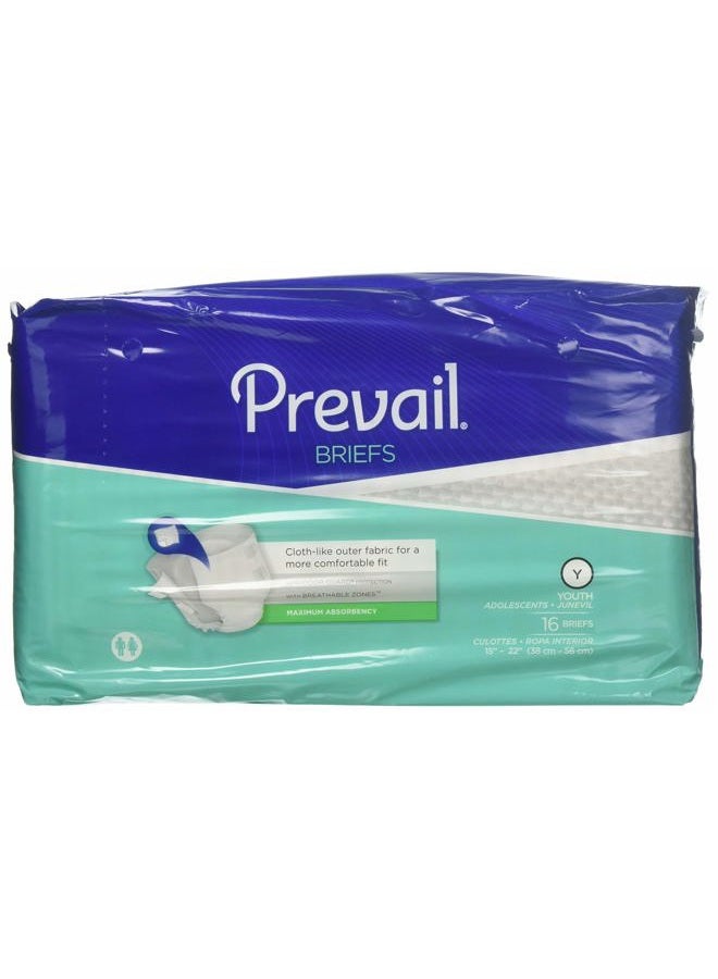 Prevail Incontinence Briefs, Unisex, Maximum Absorbency, Youth (15" - 22"), 16 Count - Image 1