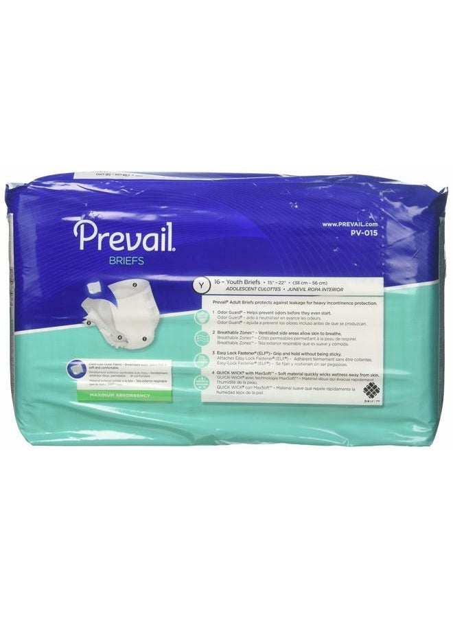 Prevail Incontinence Briefs, Unisex, Maximum Absorbency, Youth (15" - 22"), 16 Count - Image 2
