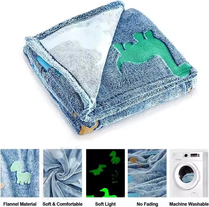TONY STARK Big Size Glow in The Dark Blanket for Kids, 0-15 Years |200x152 Cm| Soft Flannel Fleece Throw, Cozy & Warm All-Season Radium Blanket, for Boys & Girls – (Jurrasic Adventure) - Image 5
