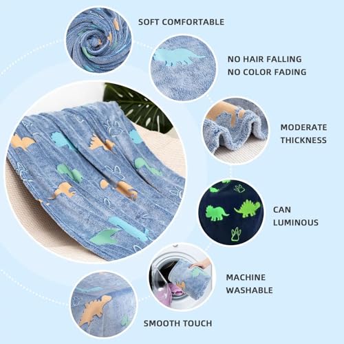 TONY STARK Big Size Glow in The Dark Blanket for Kids, 0-15 Years |200x152 Cm| Soft Flannel Fleece Throw, Cozy & Warm All-Season Radium Blanket, for Boys & Girls – (Jurrasic Adventure) - Image 4