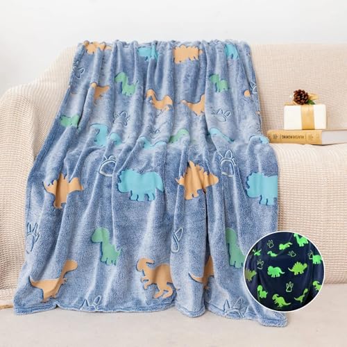 TONY STARK Big Size Glow in The Dark Blanket for Kids, 0-15 Years |200x152 Cm| Soft Flannel Fleece Throw, Cozy & Warm All-Season Radium Blanket, for Boys & Girls – (Jurrasic Adventure) - Image 1