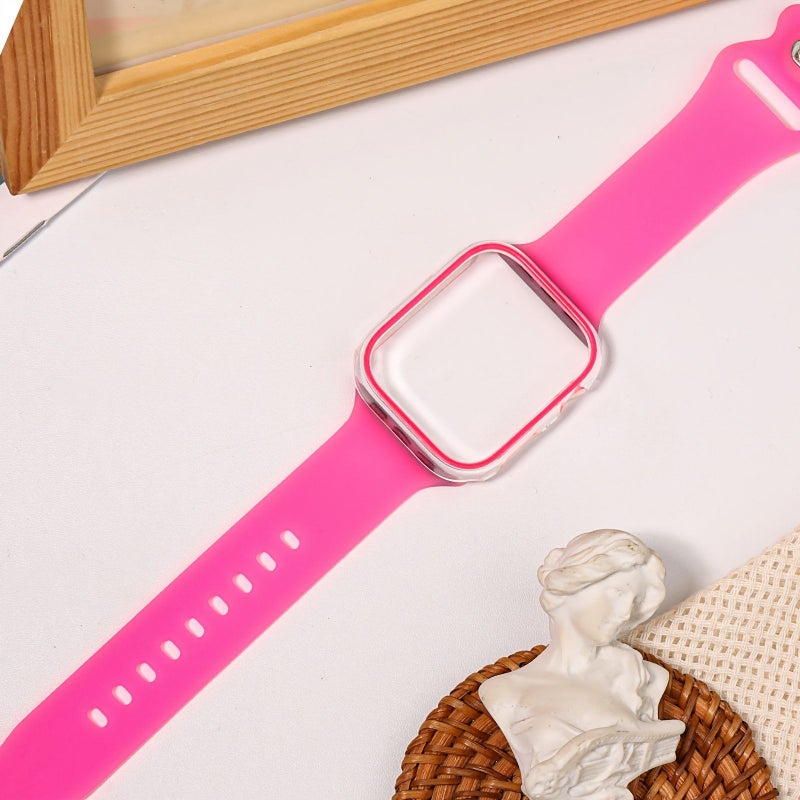 Silicone Glow In The Dark Watch Band For Apple Watch 42mm S10 With Hollow Case Orange - Image 5