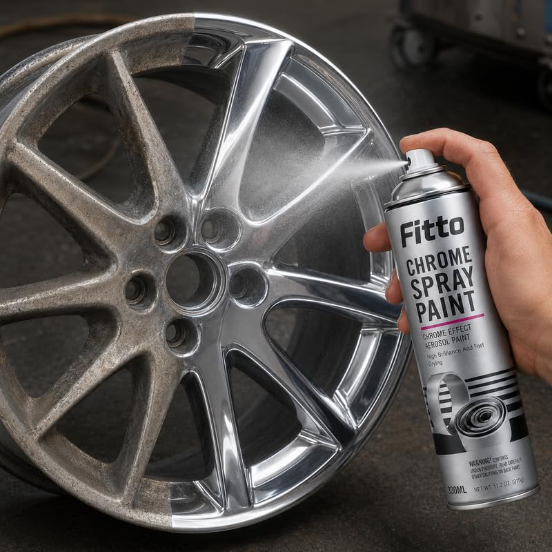 FITTO Chrome Spray Paint 330ML, High Gloss Chrome Effect Aerosol Paint for Metal Plastic Wood and Glass, Fast Dry Multi Surface Spray Paint - Image 4
